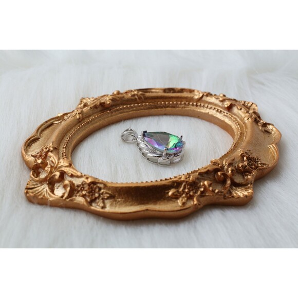 925 Sterling Silver MYSTIC TOPAZ Necklace, Silver Gemstone Pendant Necklace - Picture 3 of 8